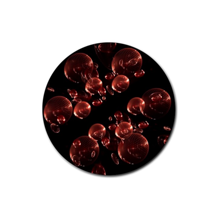 Fractal Chocolate Balls On Black Background Rubber Coaster (Round) 