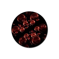 Fractal Chocolate Balls On Black Background Rubber Round Coaster (4 pack) 