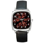 Fractal Chocolate Balls On Black Background Square Metal Watch Front