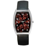 Fractal Chocolate Balls On Black Background Barrel Style Metal Watch Front