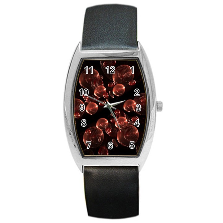 Fractal Chocolate Balls On Black Background Barrel Style Metal Watch