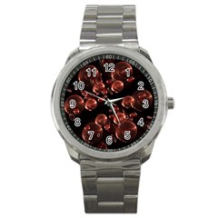 Fractal Chocolate Balls On Black Background Sport Metal Watch