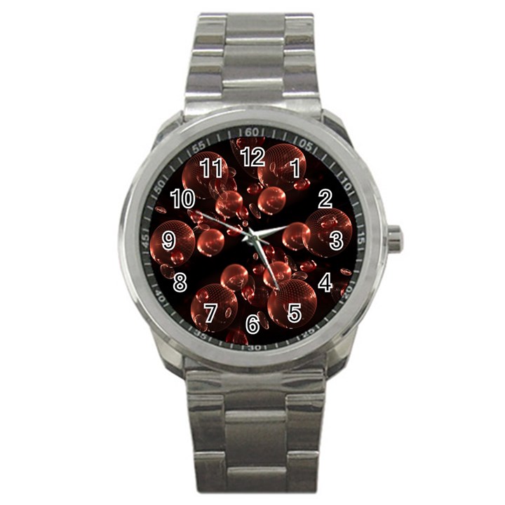 Fractal Chocolate Balls On Black Background Sport Metal Watch