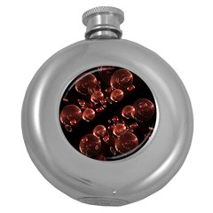 Fractal Chocolate Balls On Black Background Round Hip Flask (5 Oz) by Simbadda