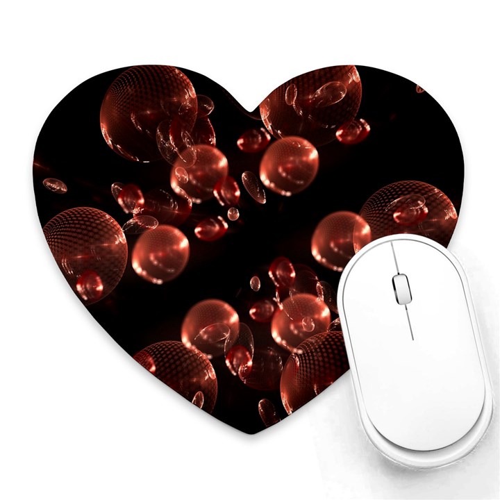 Fractal Chocolate Balls On Black Background Heart Mousepads