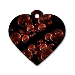 Fractal Chocolate Balls On Black Background Dog Tag Heart (One Side)