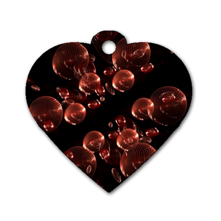 Fractal Chocolate Balls On Black Background Dog Tag Heart (One Side)