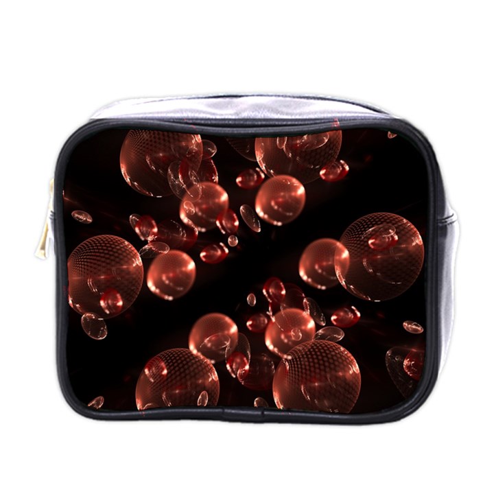 Fractal Chocolate Balls On Black Background Mini Toiletries Bags