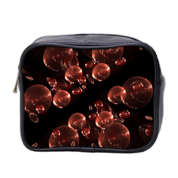 Fractal Chocolate Balls On Black Background Mini Toiletries Bag 2-Side