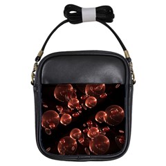 Fractal Chocolate Balls On Black Background Girls Sling Bags