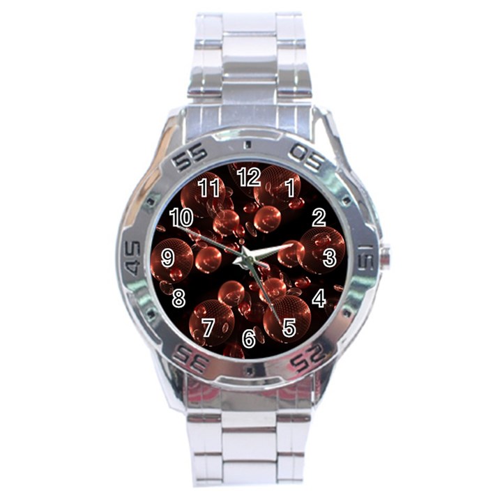 Fractal Chocolate Balls On Black Background Stainless Steel Analogue Watch