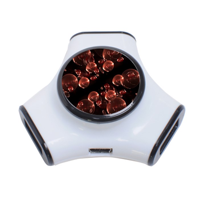 Fractal Chocolate Balls On Black Background 3-Port USB Hub