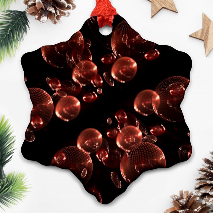 Fractal Chocolate Balls On Black Background Snowflake Ornament (Two Sides)