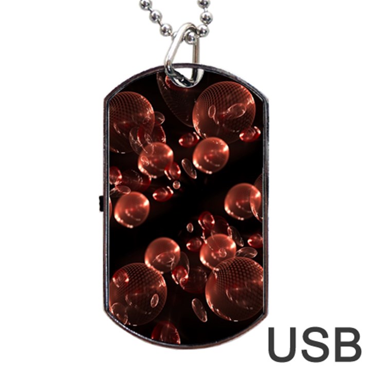 Fractal Chocolate Balls On Black Background Dog Tag USB Flash (One Side)