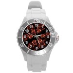 Fractal Chocolate Balls On Black Background Round Plastic Sport Watch (L) Front