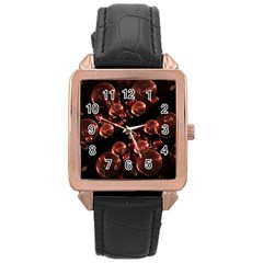 Fractal Chocolate Balls On Black Background Rose Gold Leather Watch  by Simbadda