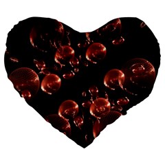 Fractal Chocolate Balls On Black Background Large 19  Premium Flano Heart Shape Cushions by Simbadda