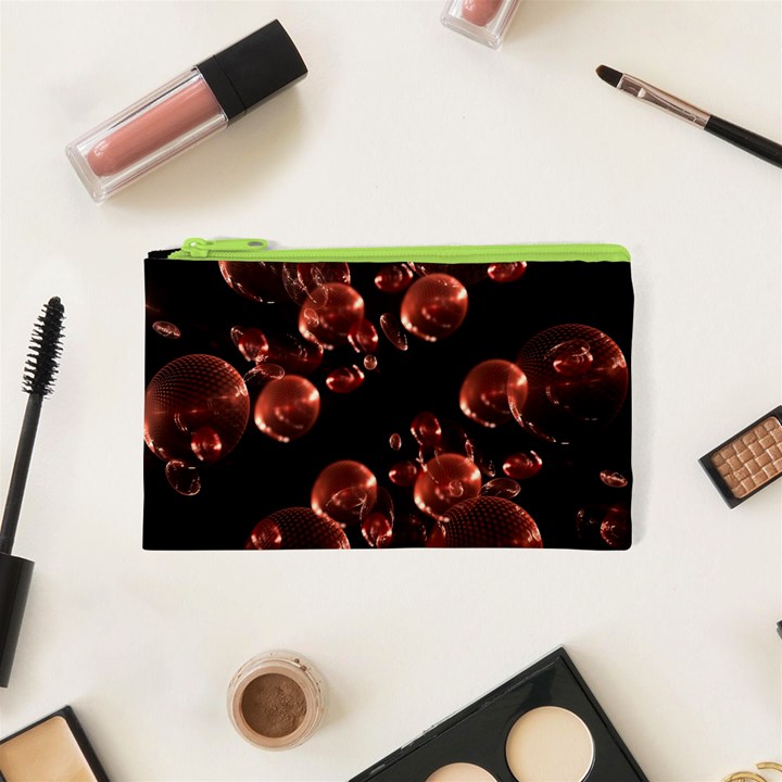 Fractal Chocolate Balls On Black Background Cosmetic Bag (XS)