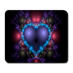 Blue Heart Fractal Image With Help From A Script Large Mousepads by Simbadda