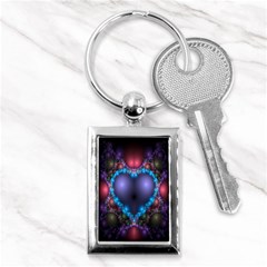 Blue Heart Fractal Image With Help From A Script Key Chains (rectangle)  by Simbadda