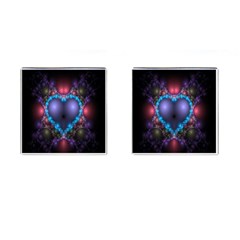 Blue Heart Fractal Image With Help From A Script Cufflinks (square) by Simbadda