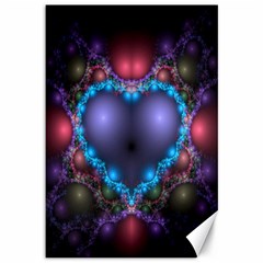 Blue Heart Fractal Image With Help From A Script Canvas 12  X 18   by Simbadda