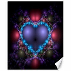 Blue Heart Fractal Image With Help From A Script Canvas 16  X 20   by Simbadda