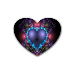 Blue Heart Fractal Image With Help From A Script Heart Coaster (4 Pack)  by Simbadda