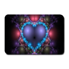 Blue Heart Fractal Image With Help From A Script Plate Mats by Simbadda