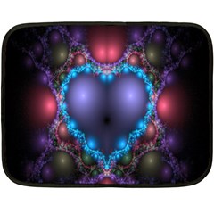 Blue Heart Fractal Image With Help From A Script Fleece Blanket (mini) by Simbadda