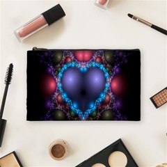 Blue Heart Fractal Image With Help From A Script Cosmetic Bag (medium)  by Simbadda