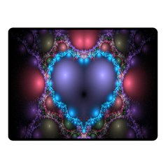 Blue Heart Fractal Image With Help From A Script Fleece Blanket (small) by Simbadda