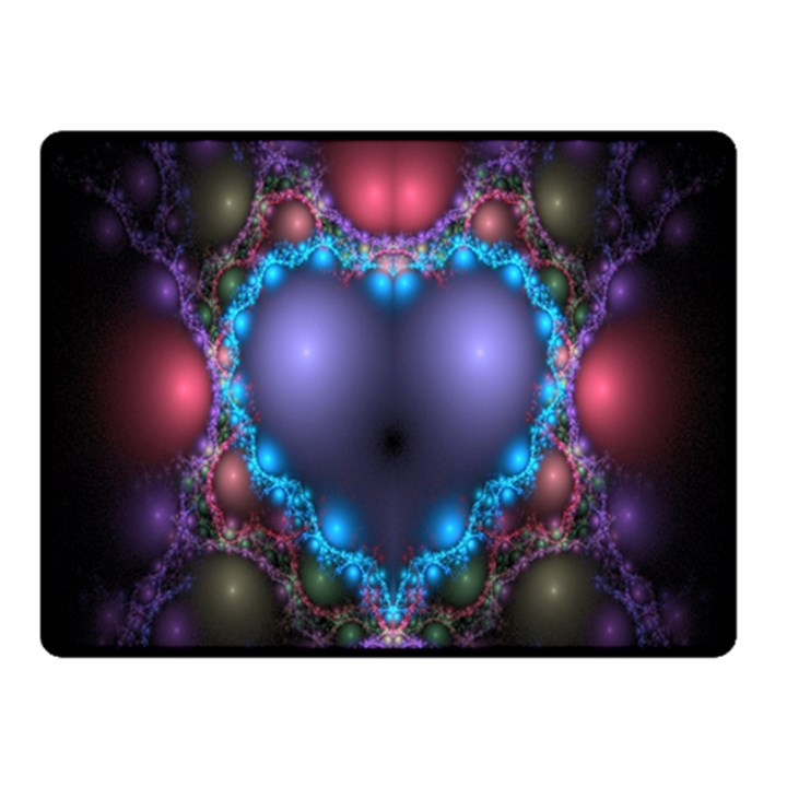 Blue Heart Fractal Image With Help From A Script Fleece Blanket (Small)