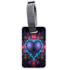 Blue Heart Fractal Image With Help From A Script Luggage Tags (one Side)  by Simbadda