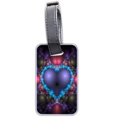 Blue Heart Fractal Image With Help From A Script Luggage Tags (two Sides) by Simbadda