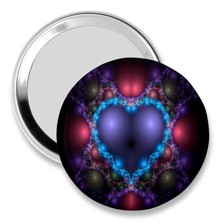 Blue Heart Fractal Image With Help From A Script 3  Handbag Mirrors