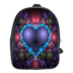 Blue Heart Fractal Image With Help From A Script School Bags (xl)  by Simbadda