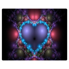 Blue Heart Fractal Image With Help From A Script Double Sided Flano Blanket (medium)  by Simbadda