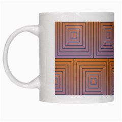 Brick Wall Squared Concentric Squares White Mugs by Simbadda