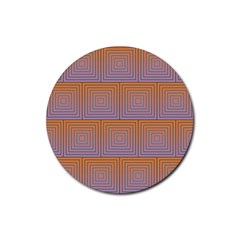 Brick Wall Squared Concentric Squares Rubber Round Coaster (4 Pack)  by Simbadda