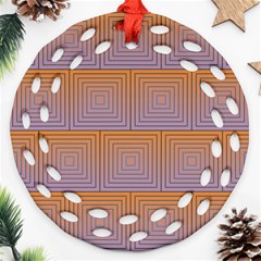 Brick Wall Squared Concentric Squares Ornament (round Filigree) by Simbadda