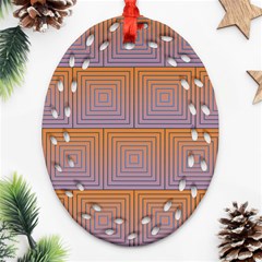 Brick Wall Squared Concentric Squares Ornament (oval Filigree) by Simbadda