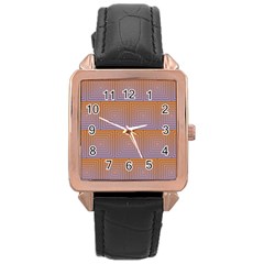 Brick Wall Squared Concentric Squares Rose Gold Leather Watch  by Simbadda