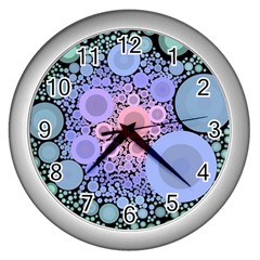 An Abstract Background Consisting Of Pastel Colored Circle Wall Clocks (silver)  by Simbadda