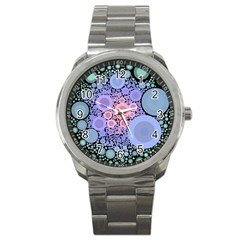 An Abstract Background Consisting Of Pastel Colored Circle Sport Metal Watch by Simbadda