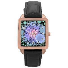 An Abstract Background Consisting Of Pastel Colored Circle Rose Gold Leather Watch  by Simbadda