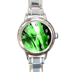 Abstract Background Green Round Italian Charm Watch by Simbadda