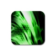 Abstract Background Green Rubber Square Coaster (4 Pack)  by Simbadda