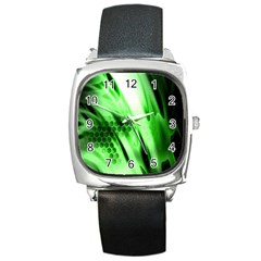 Abstract Background Green Square Metal Watch by Simbadda