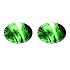 Abstract Background Green Cufflinks (oval) by Simbadda